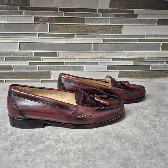 Bass Harrison Mahogany Leather Tassel Loafers Size 10EE - Picture 4 of 10